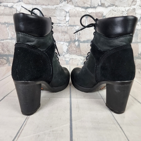 Timberland Camdale Field  Black Suede Leather High Heel Lace Up Ankle Boot 6.5 - Picture 10 of 16